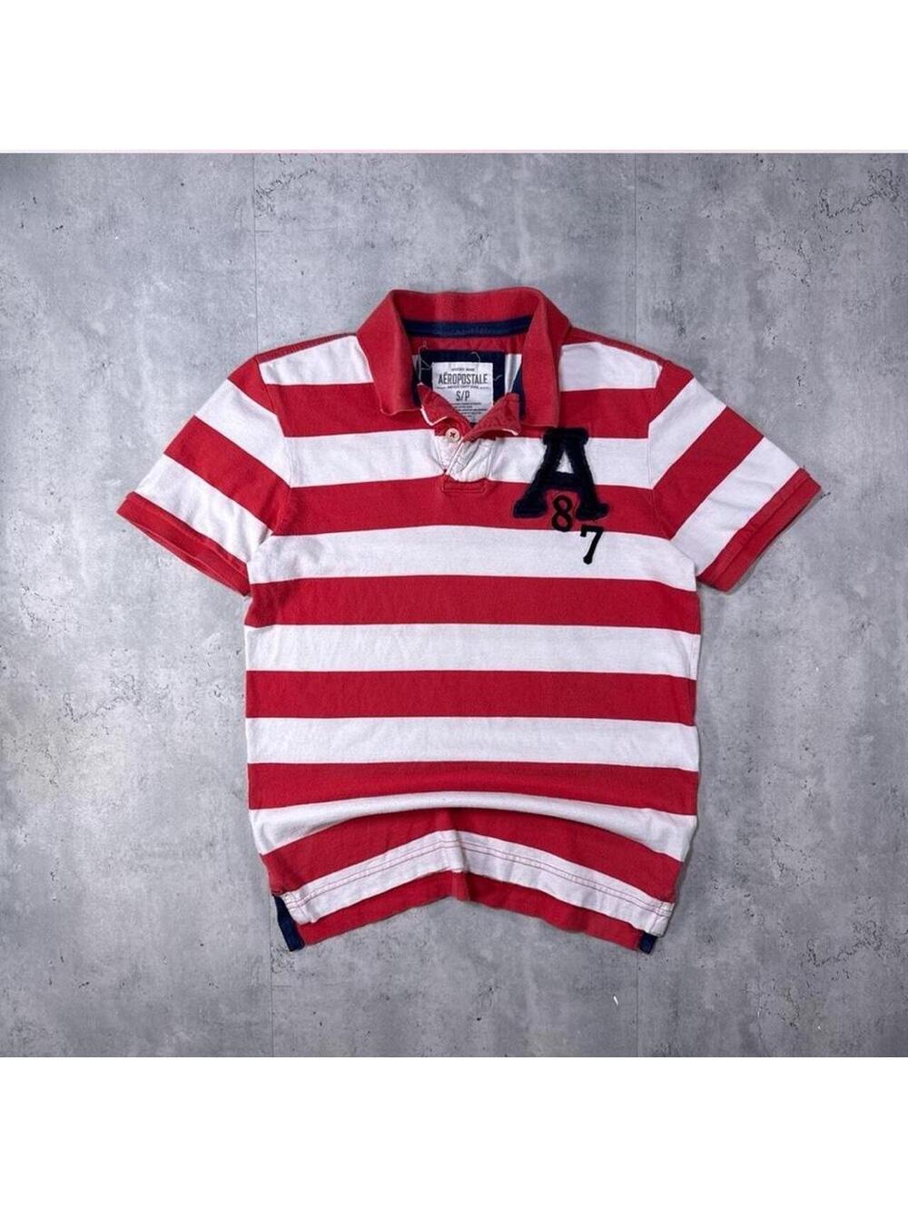 Y2K Aeropostale Red Striped Polo Shirt